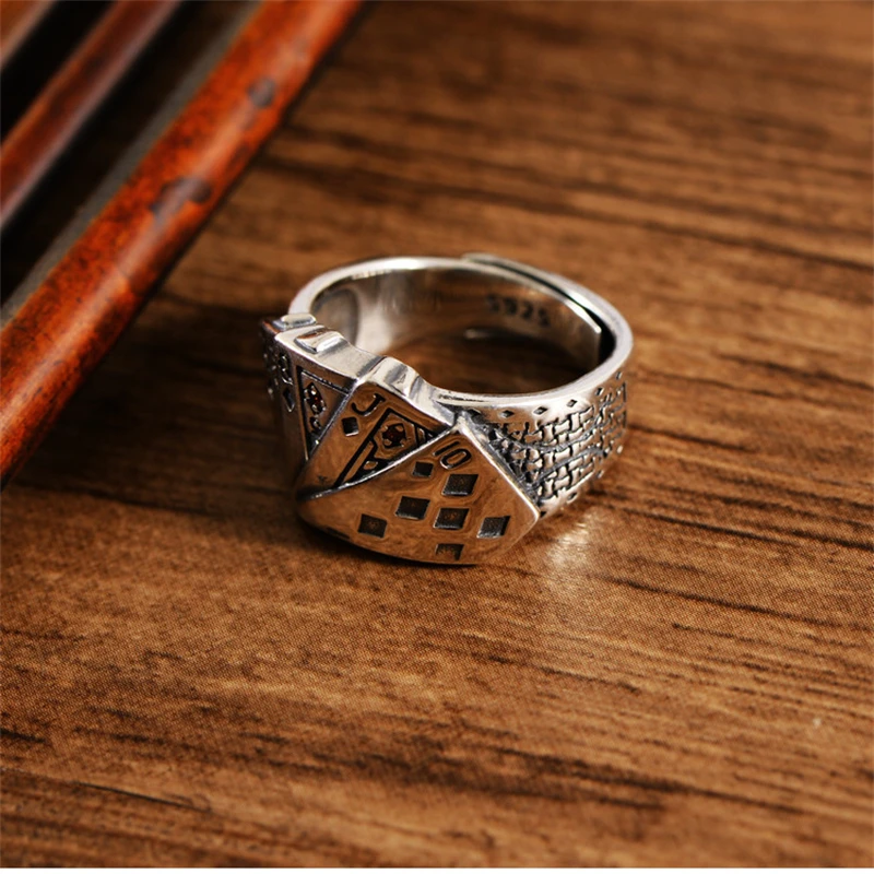 

MeiBa PJ S925 sterling silver poker flush ring gift for men/women high-end fashion jewelry personalized new free shipping