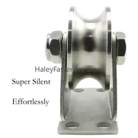 1Pack U-Type Stainless Steel Pulley Block Mute Bearings Groove Sliding Roller Track Wheel 2