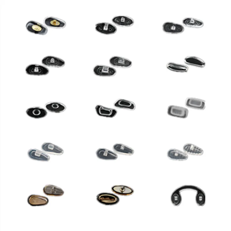 

50pcs Wholesale Eyeglasses Glasses Silicone Nose Pads Various Types & Sizes Eyewear Nose Pad Part Oval Round Metal Core