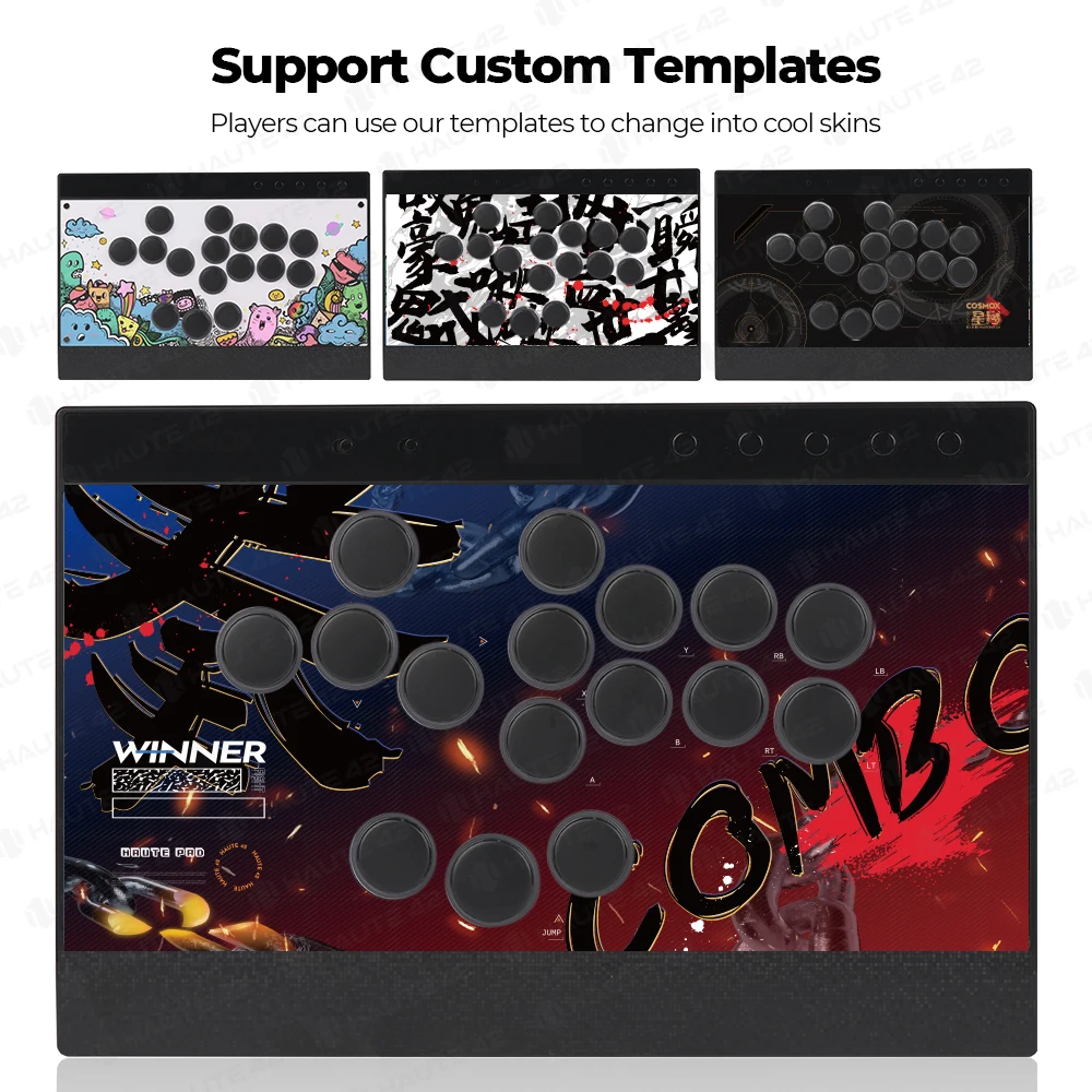 Haute42 Magnetic Hitbox Leverless Controller Button Rim Arcade Controller For PC/PS4/PS5/Switch Stickless Arcade Stick Hitbox