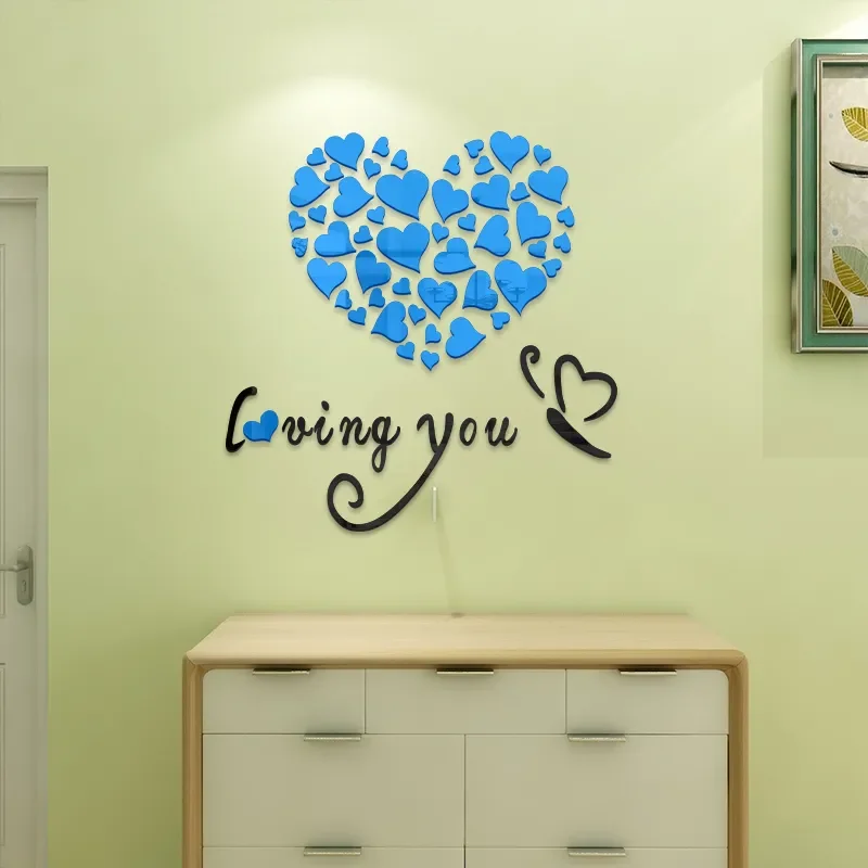 3D Warm and Romantic Love Wall Stickers Room Decoration Bedroom Living Room Background Wall Bedside Wedding Decorate House