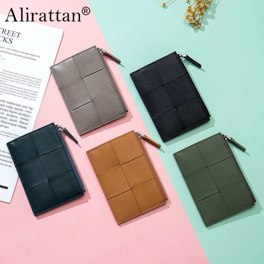 

Alirattan 2023 New Card Bag Women's Business Card Bag Ultrathin Zipper Multifunctional Zero Wallet Portable Card Clip Weaving