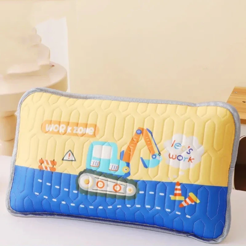 

Summer Breathable Ice Silk Cool Baby Pillow Cartoon Style Kindergarten Nap Pillow Detachable Washable Pillowcase+Pillow Core