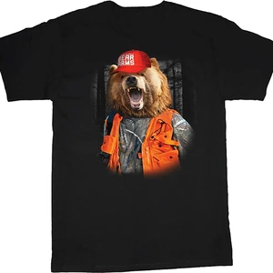 Men's Graphic Tees 2nd Amendment Bear Trump T-shirt Men's 100% Cotton Casual T-shirts Loose Top Size S-3XL