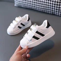 Children's White Non-slip Fashion Sneakers - Breathable Casual Shoes - 27 (Inner 16.5cm) (BeiketouBlack)