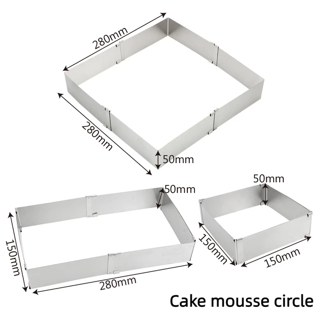 Ustensiles de cuisson en acier inoxydable, anneau de Mousse réglable, bricolage, moule de décoration de gâteau carré, outil de cuisson de desserts 1