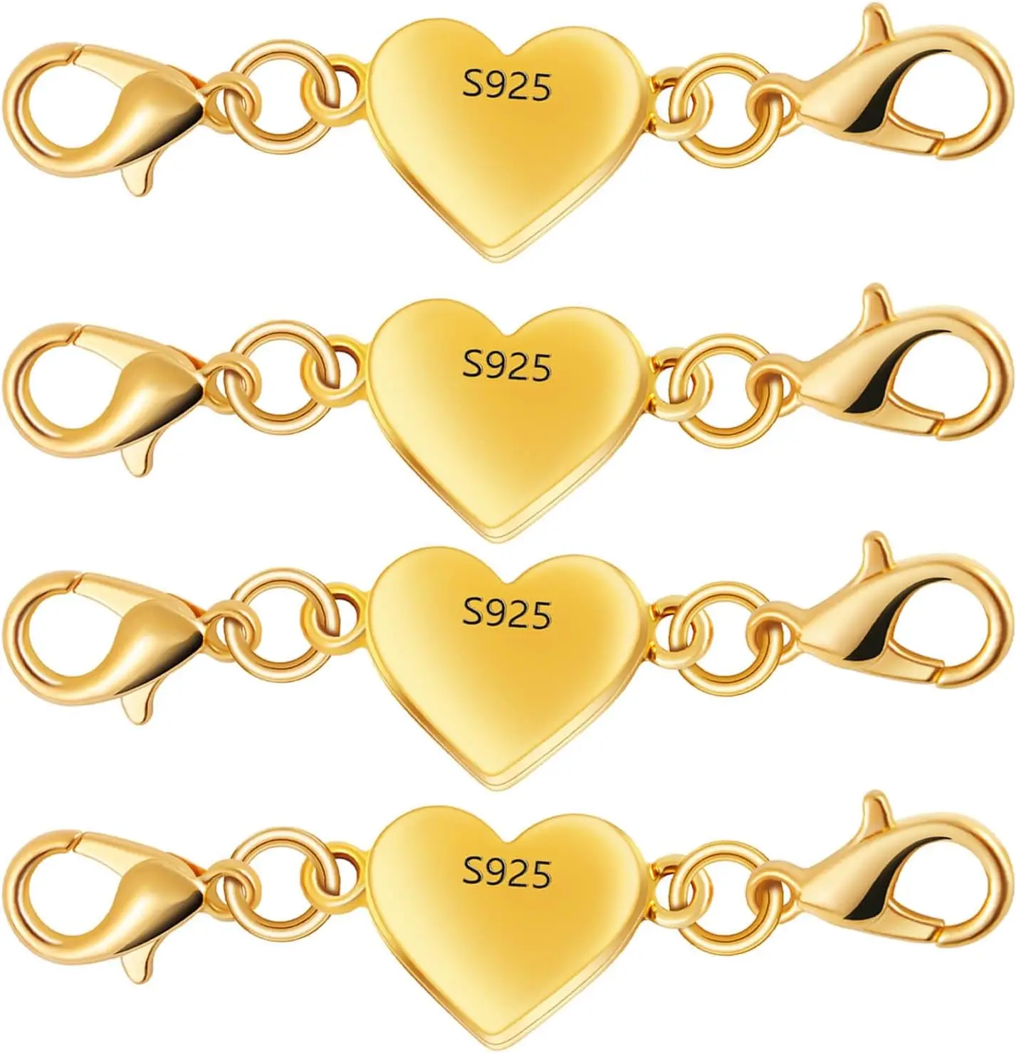 Silver Heart-Shaped Magnetic Necklace Clasps and Closures - Elegant Clasp Converters