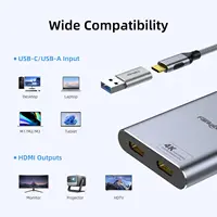 USB C to Dual HDMI-compatible Splitter Hub USB 3.0 to Dual Monitor DisplayLink Adapter 4K60Hz For Mac M1 M2 M3 Driver Required - Image 2