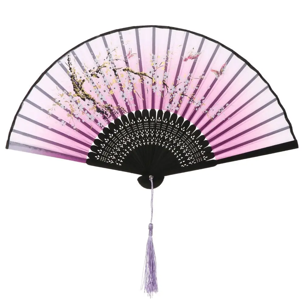 Elegant Bamboo Antique Folding Fan with Floral Design