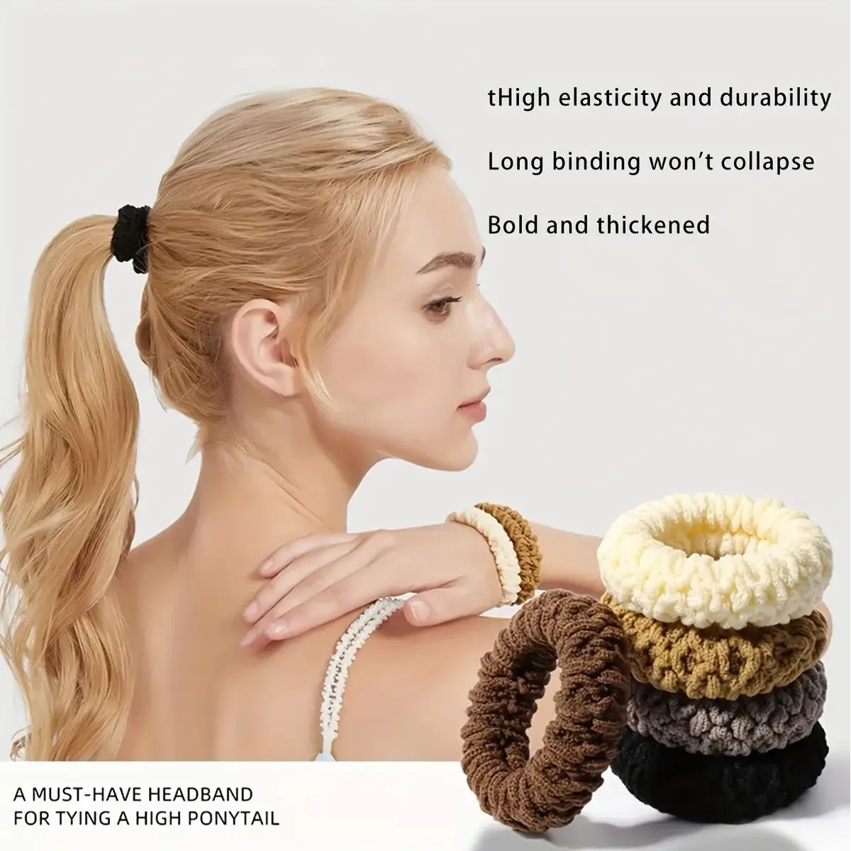 Premium High Elasticity Hair Scrunchies - Seamless, Durable Ponytail Holders in Vibrant Assorted Colors