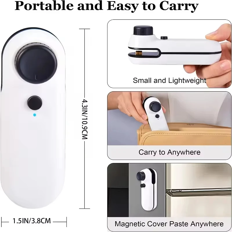 Rechargable 2 In 1 Bag sealer Mini Heat Sealer Storage Bag Plastic Package Snack Sealer Clip Handheld Plastic USB