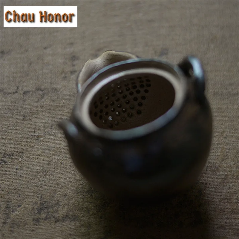 150ML Vintage Japanese Style Ceramic Hand Grasp Pot Handmade Coarse Teapot Kung Fu Pu'er Tea Personal Master Pots Gift Packaging