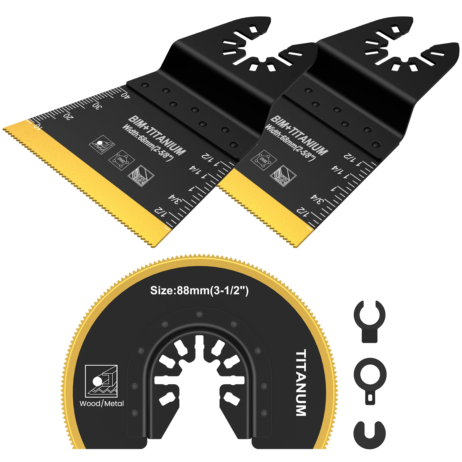 

3Pcs 68mm Titanium Bi-Metal Oscillating Saw Blade Durable Semi Circle Flush Cut Oscillating Multitool Blades Universal Cutting