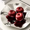Deluxe Silver Stainless Steel Fruit Tray, Wavy Art Tray, Living Room Table Storage Box, Stainless Steel Decorative Tableware 3