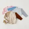 New Spring Baby Boy Girl Bodysuit Long Sleeve Bubble Romper Round Neck Side Newborn Baby Clothing Unisex Toddler Infant 0-18M 1