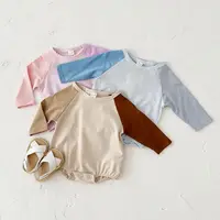 New Spring Baby Boy Girl Bodysuit Long Sleeve Bubble Romper Round Neck Side Newborn Baby Clothing Unisex Toddler Infant 0-18M 1