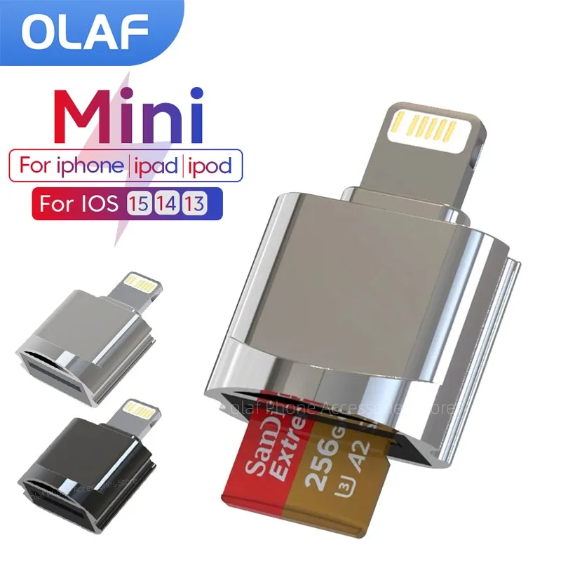 Convertisseur de lecteur de carte Micro SD TF pour iPhone 13 12 Pro OTG vers lecteur de carte Micro SD carte mémoire Lightning ForiOS 13 au-dessus du système