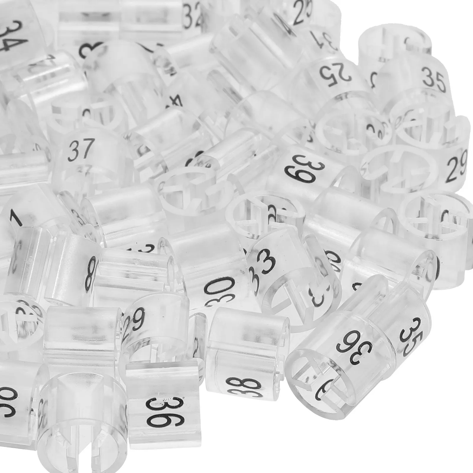 170개 플라스틱 의류 사이즈 마커 투명 숫자 태그 24-40 사이즈 옷걸이 사이즈 분리 클립 공간 절약 바지 옷걸이