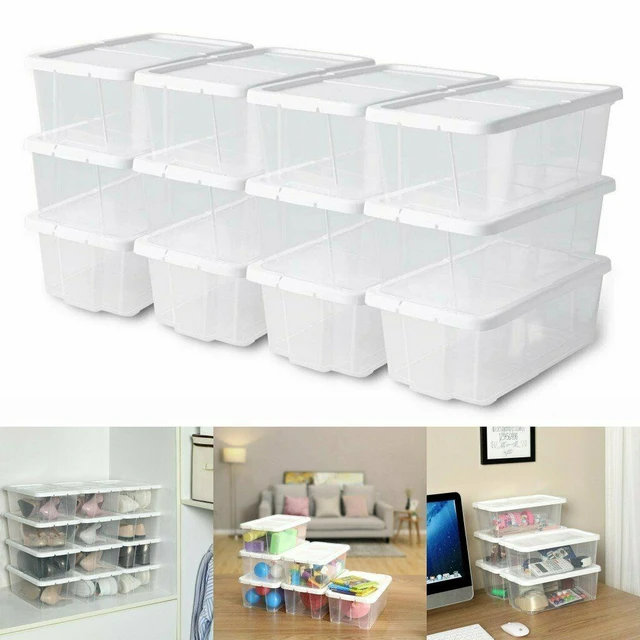 Transparent Plastic Shoe Storage Boxes  Stackable Shoe Box Organizer -  12pcs Shoe - Aliexpress