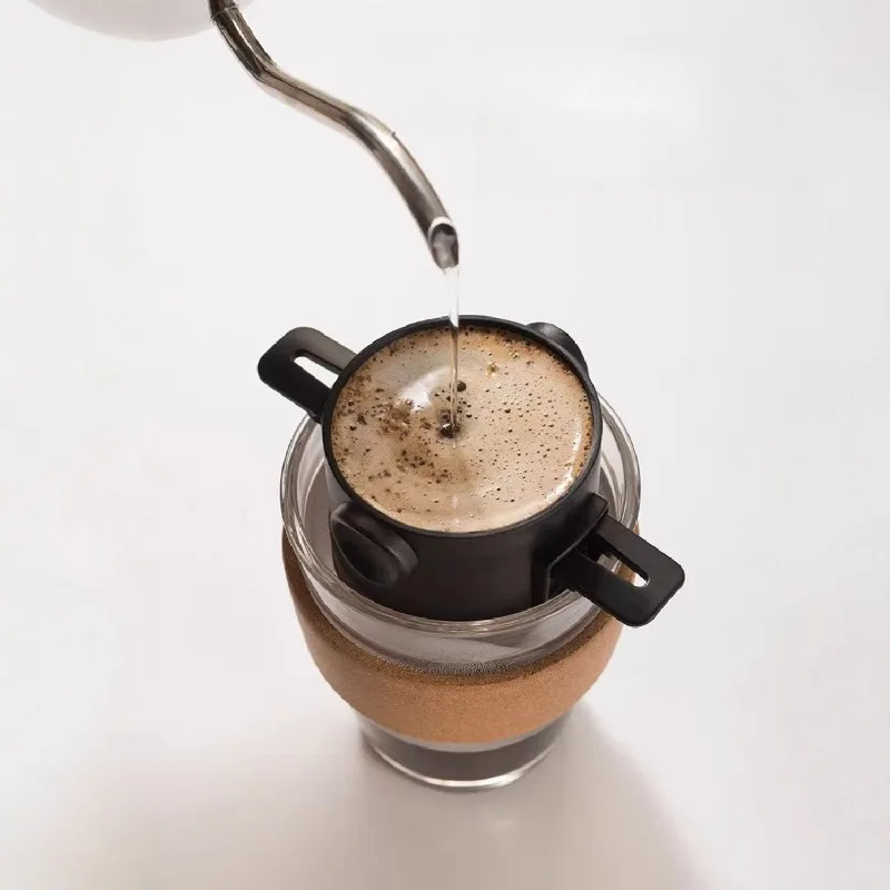The Coffee Filter Cup Adopts A 304 Stainless Steel Filter Screen, Which Is Foldable and Ear Hung for Practical  Brewing