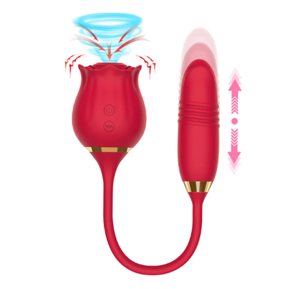 Rose-Sucking Thrusting Vibrator Blowjob Clitoris Stimulation Vacuum Stimulator Nipple Clit Sucker Sex Toys for Women Joinjjtoy