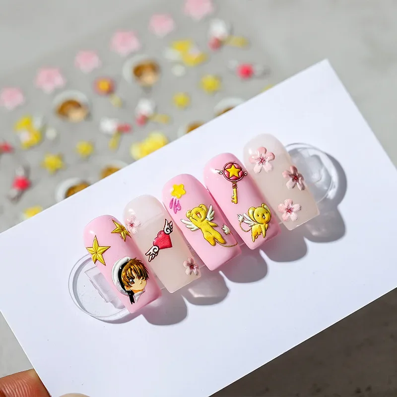 Kinomoto Sakura Cerberus LI SYAORAN Nail Stickers Creative Old Anime Otaku Nail Art DIY Self Adhesive Decals Merchant Decor
