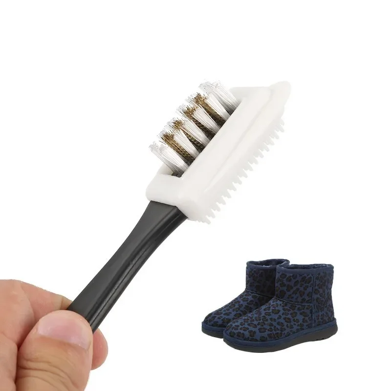 3 Side Cleaning Shoe Brush for Suede Nubuck Shoes Stain Dust Shoes Brush Steel Plastic Rubber Boot Household Cleaner Tools 5