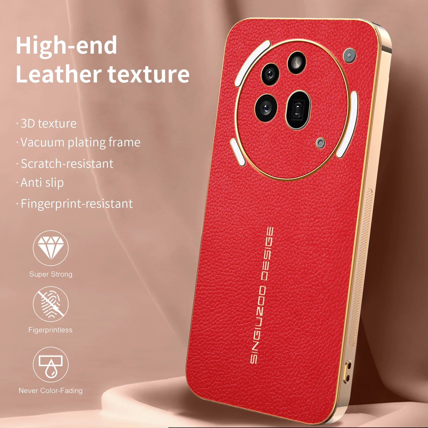 Elegant Lichee Pattern Shockproof Phone Case with Plated Frame