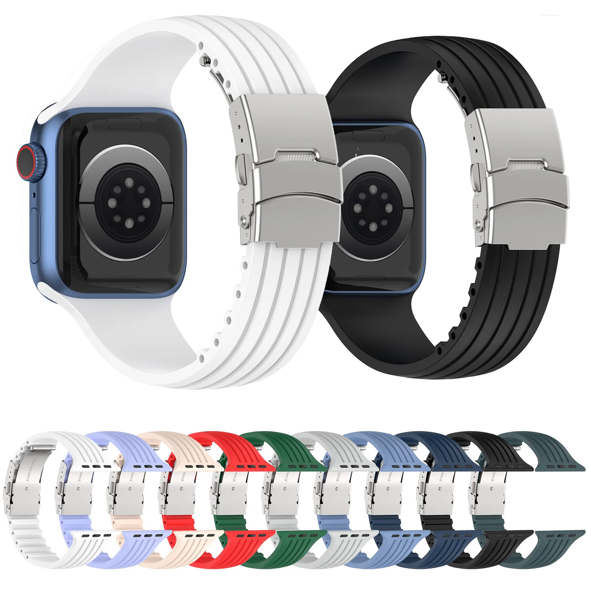 애플 시계 밴드 용 실리콘 스트랩 44mm 40mm 42mm 38mm 팔찌 iWatch 3 4 5 6 se correa Apple 시계 시리즈 7 45mm 41mm 밴드