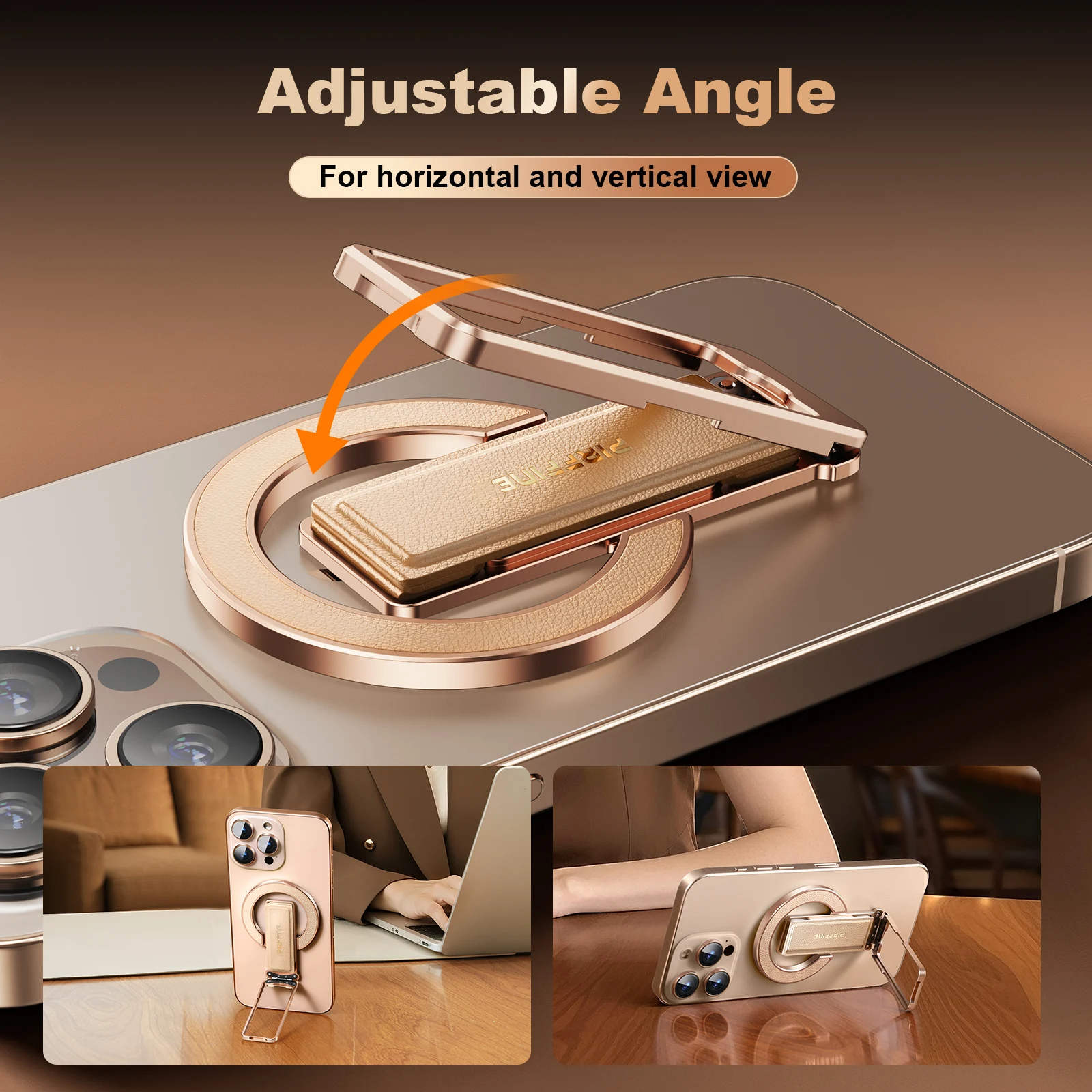 Eary for iPhone 17 Pro Max Air 16 15 14 Leather & Metal Phone Holder Stand for Huawei Mate X6 X5 Samsung S25 Ultra S24 Fold 7 6