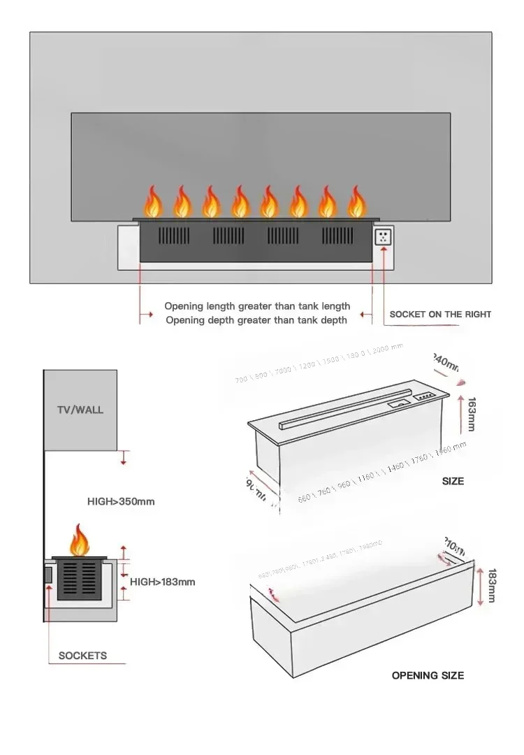 Steam Electric Fireplace Humidifier Customized Safety and Environmental Protection Interior Decoration 3D Atomized Fireplace