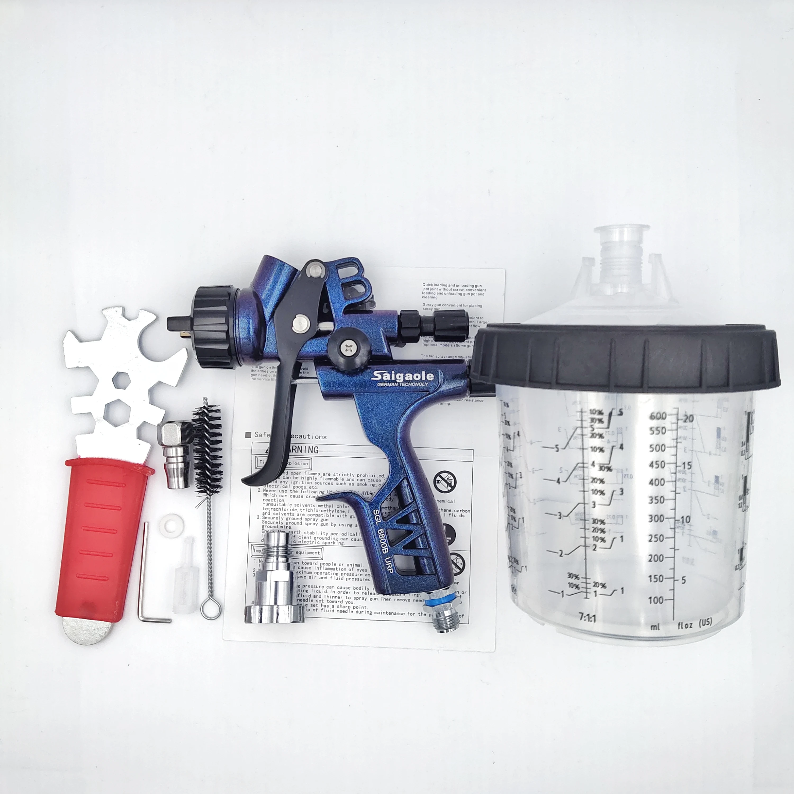 6800B Spray Gun 1.3mm With Adapter Replaceable Pot Airless Sprayer Painting car Paint Tool Airbrush