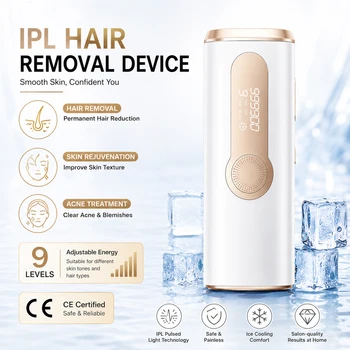2026 IPL Pulsed Light Hair Removal Device with Cooling Function, 999,900 Flashes, 3-in-1 Laser Hair Removal Device [HR/SC/RA] for Women & Men, 9 Energy Levels for Underarms/Bikini Line/Body