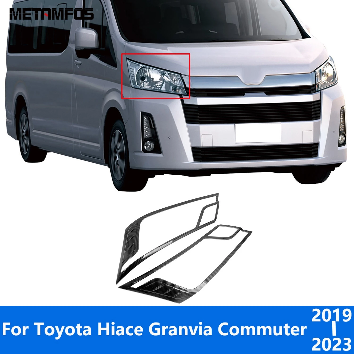 

Head Light Lamp Cover Trim For Toyota Hiace Granvia Commuter 2019 2020 2021 2022 2023 Chrome Headlight Protector Car Accessories