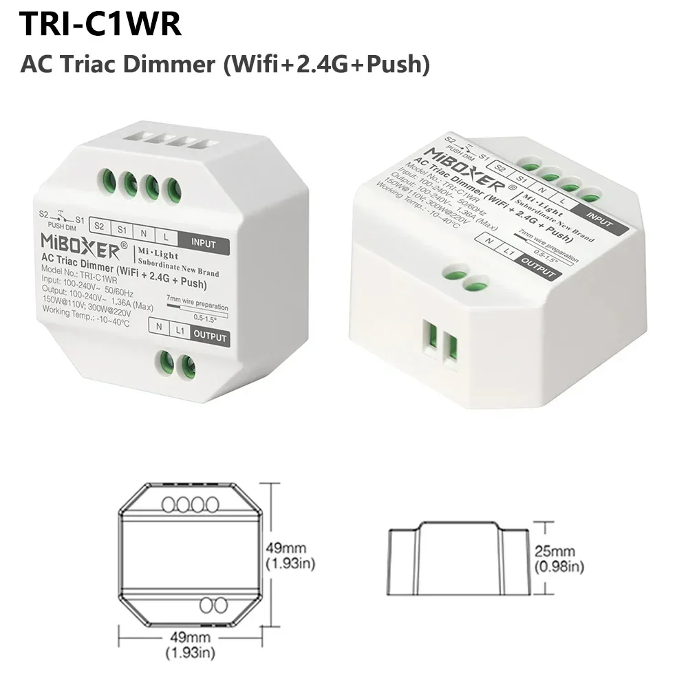 Miboxer Tuya WiFi AC Triac Dimmer 2.4G Push Dimming RF Rotating Panel Remote Voice Control For Alexa Google Home Smart Life APP smart light switch,led dimmer switch,smart dimmer switch,lamp dimmer,power cords dimmer switch