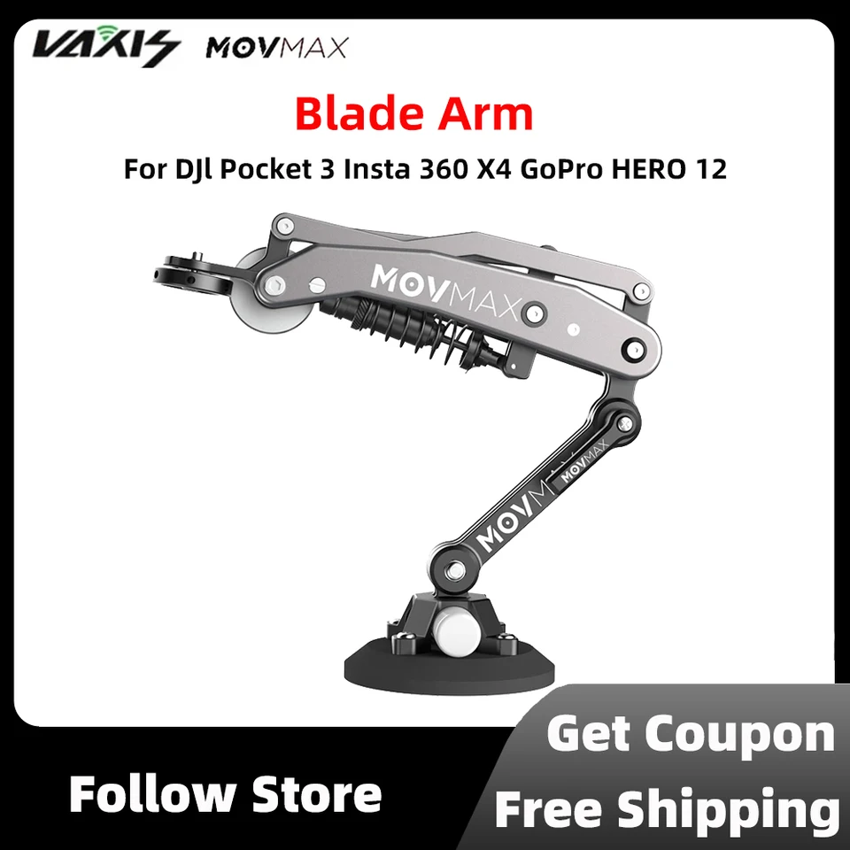 Movmax Blade Arm para cámaras DJI Pocket 3, Insta 360 y GoPro Hero 12 con tecnología de brazo N2 y tornillo de bloqueo universal