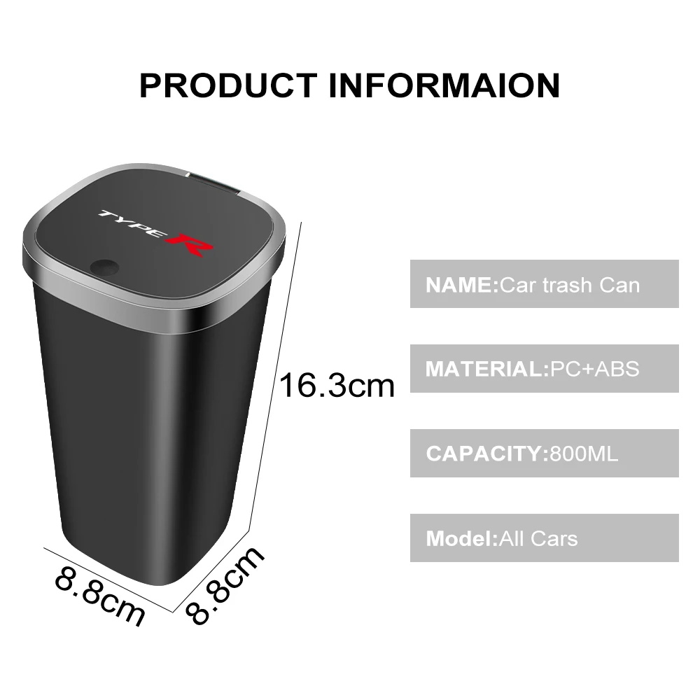 Car Trash Can Vehicle Garbage Dust Case For Honda Civic Type R Fk7 Fk8 Fk2 Type S Pressing Trash Bin Auto Interior Accessories