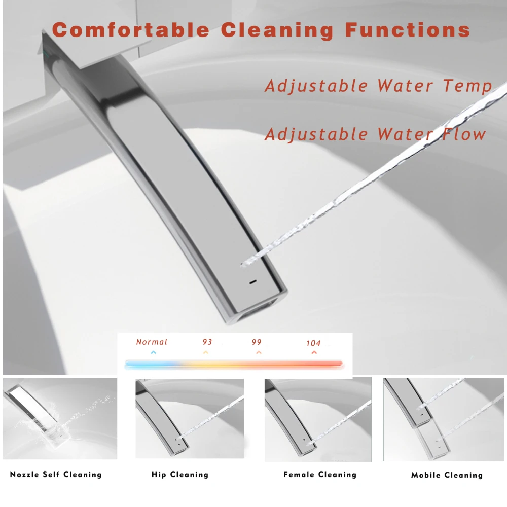 Unique Smart Toilet with Bidet Built In, Intelligent One Piece Toilet For Modern Bathroom, Auto Open/Close Seat, Foot Sensor 6