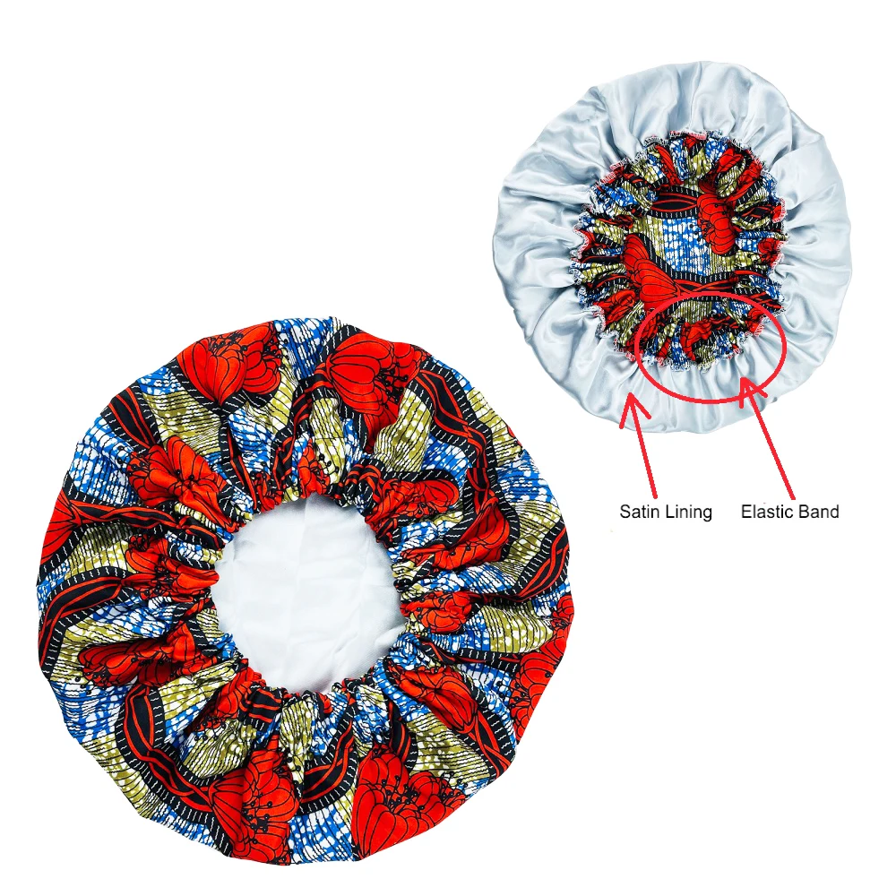 New Extra Large Satin Lined Bonnet Women Big Size Beauty Print Satin Silk Bonnet Sleep Night Cap Head Cover Bonnet Hat Wholesale
