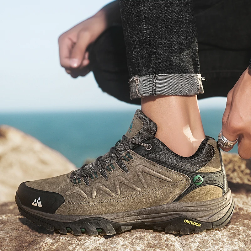 Leather Men's Outdoor Hiking Shoes Tourist Trekking Sneakers Mountain Climbing Trail Jogging Shoes For Men Factory Outlet,hiking shoes
