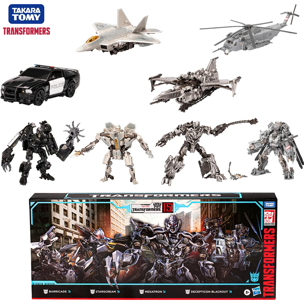Original Transformers Studio Series 15Th Anniversary Barricata, Starscream, Megatron E Blackout Multipack Action Figure Toys