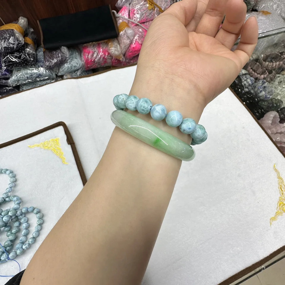 Pulsera De Larimar, Pulsera De Plata De Ley 925, Pulsera Hecha A Mano, Joyería Minimalista, Pulsera Para Mujer, Pulsera De República Dominicana - México