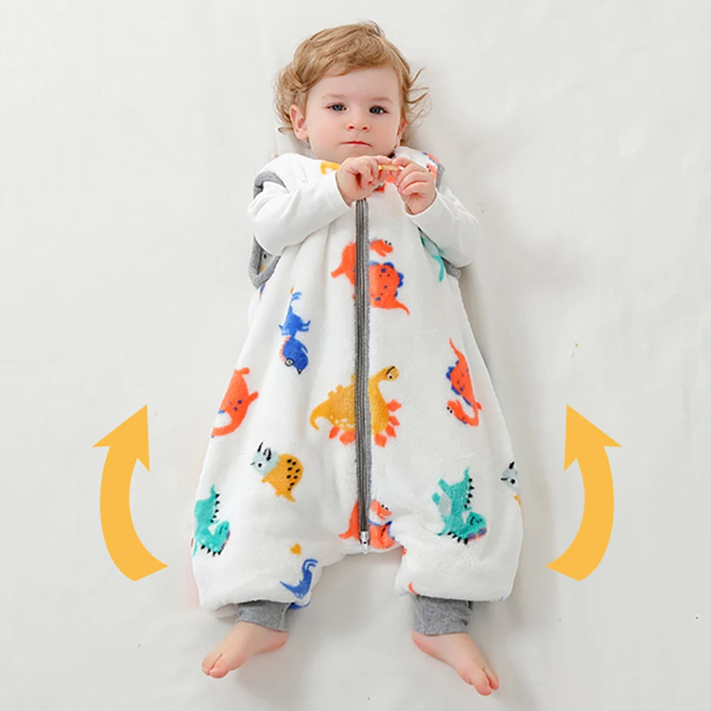 Baby Sleeping Bag Sleeveless 3-25Months Baby Sleepsack Cute Dinosaur Sleepwear Autumn Flannel Warm Comfortable Kids House Wear 2