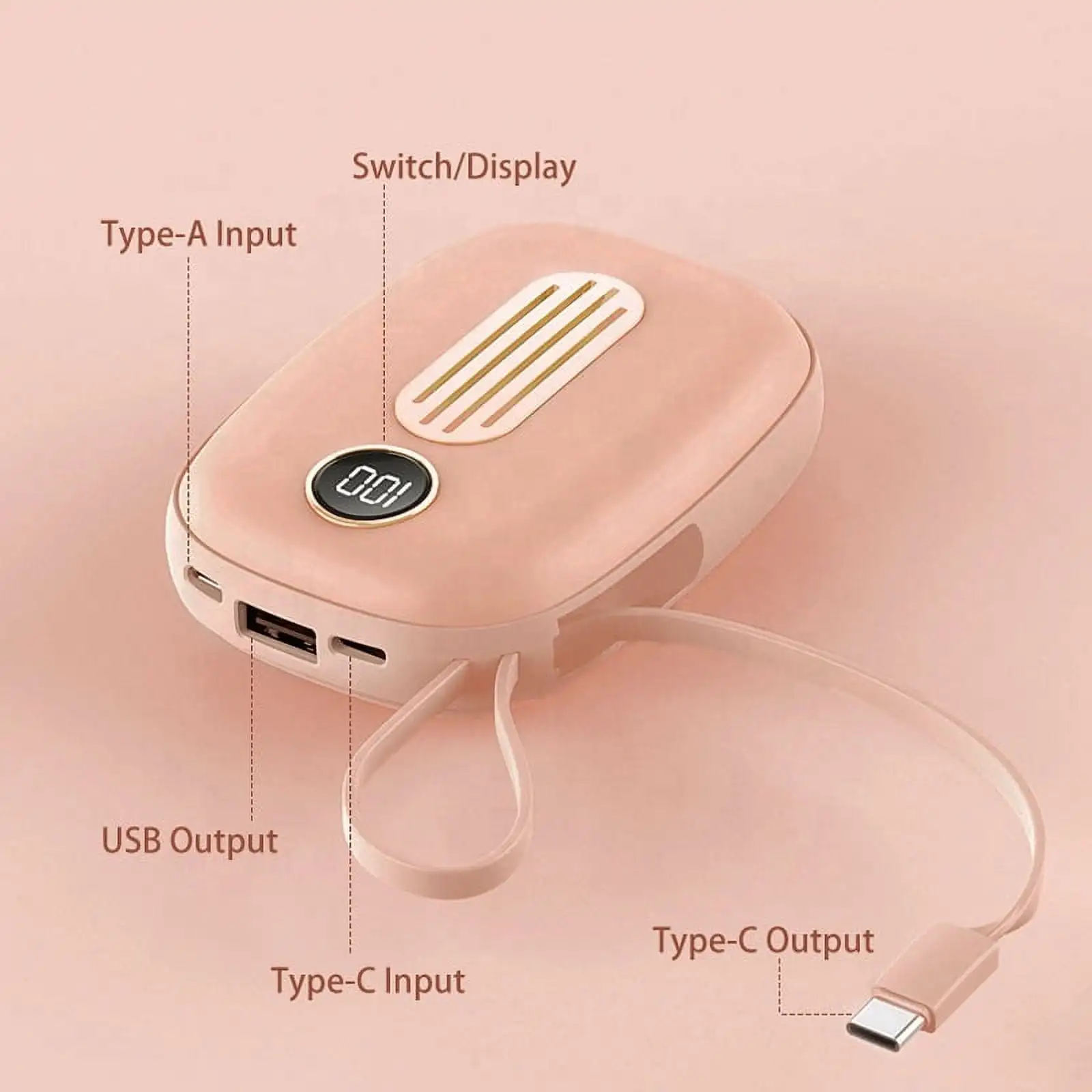 10000mah Electric Hand Warmer, Women's Menstrual Warm, Type C Power Bank, Portable Outdoor