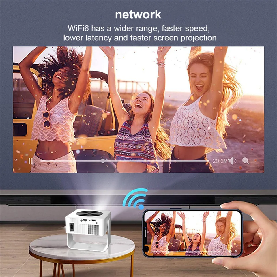 카이아쿠아 T1pro 안드로이드 13 4K 프로젝터 150ANSI 루멘 듀얼밴드 Wifi6 BT5.0 자동 키스톤 보정 홈 시네마 휴대용 프로젝터