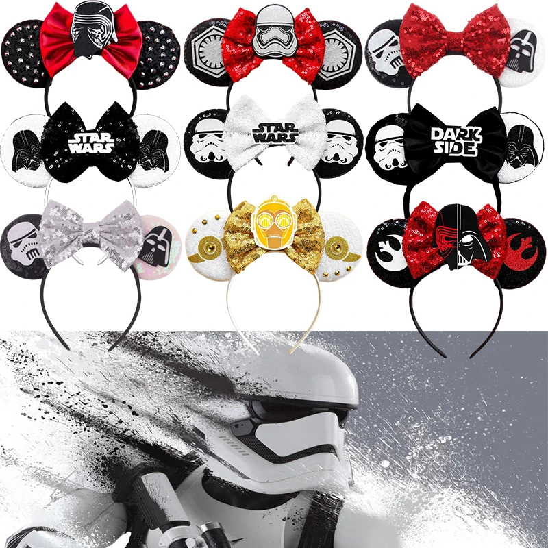 Lucasfilm STAR WARS Hairband Girl Dark trooper Hair Accessories Kids Shadow Ttormtrooper Headband Women Bow Disney Headwear Gift lego 75324 star wars the dark troopers attack mandalorianisches spielzeug zum bauen mit minifigur luke skywalker und seinem lichtschwert