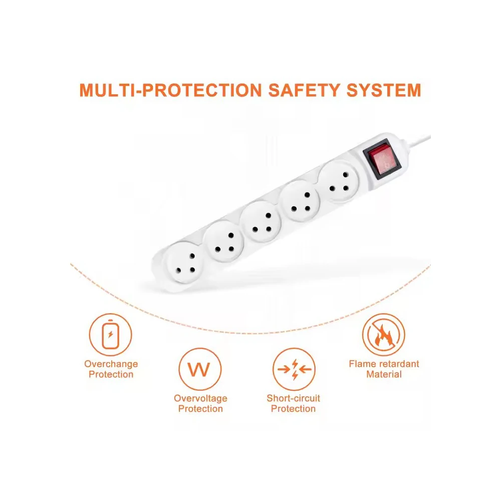 Power Strip Melery Israel Plug Outlets 3/4/5 Way AC Electric Sockets 16A Wire 1m Extension Cord Wall Mounted for Home Office