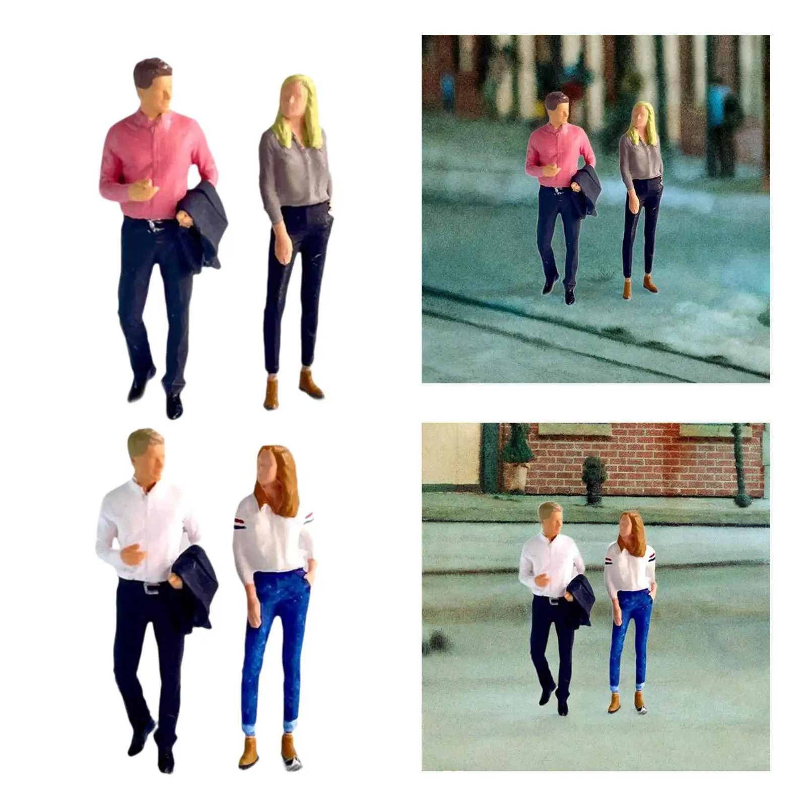 Set of 2 Resin 1/64 Scale Figures for Diorama, Businessman And Lady Models for Scene