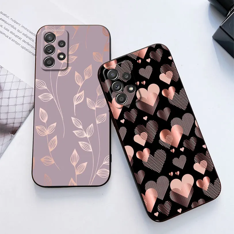 Glitter Hearts Love Leaf Phone Case Cover