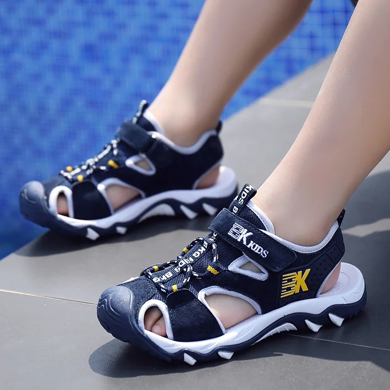 Children Boys Sandals Sport Leather Cut-outs Child Summer Big Boy Beach Sandals Children's Shoes Kids Canvas Rain Flats